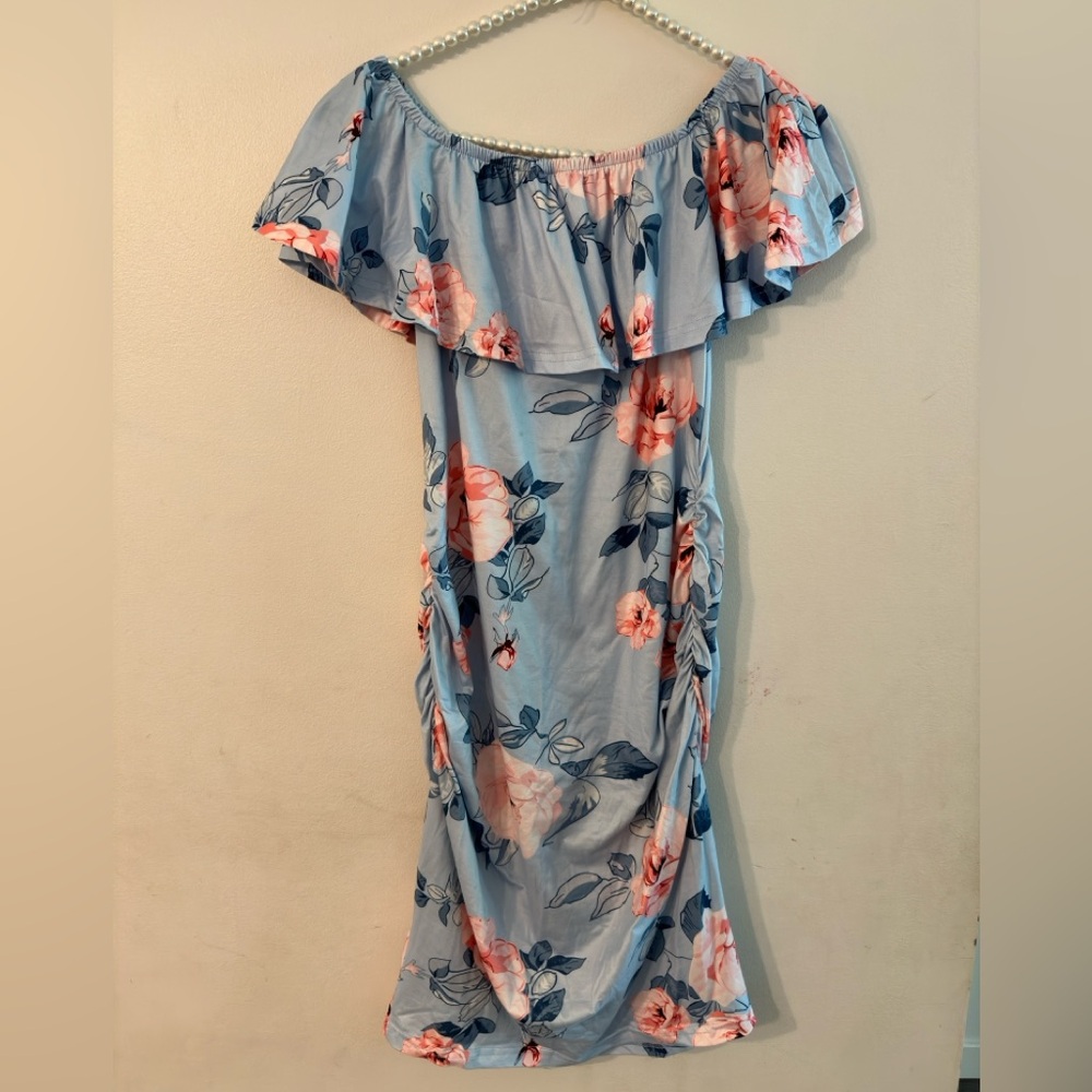 Maternity Floral Fitted Summer Dress - Picture 4 of 6